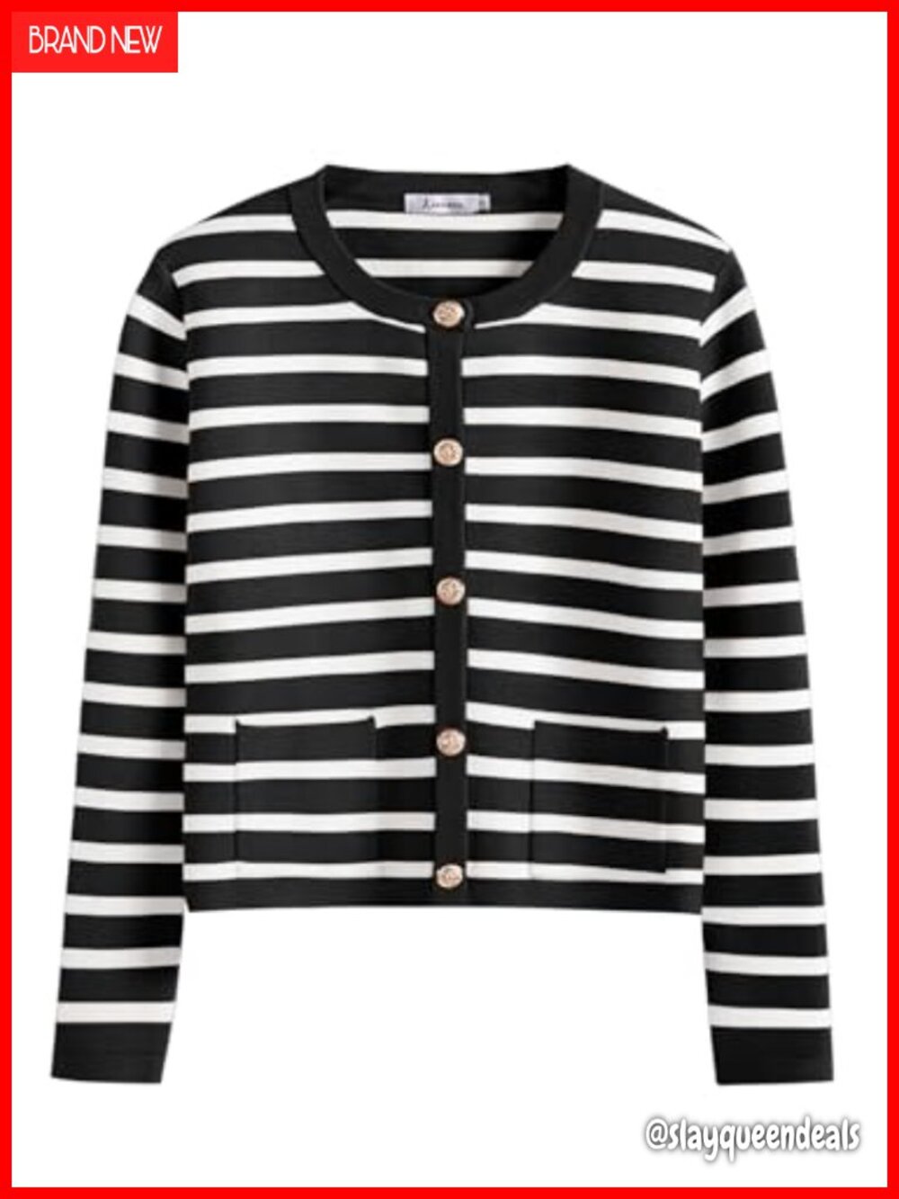 Women's Cropped Button Down Cardigan Sweater with Pockets